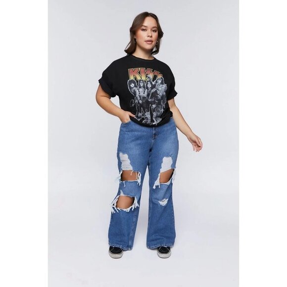 NWT FOREVER 21 Unisex Plus Size KISS Graphic Tee Size 0X/1X Color Black - Picture 4 of 8